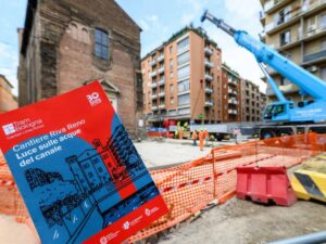 cantiere del tram in via riva di reno