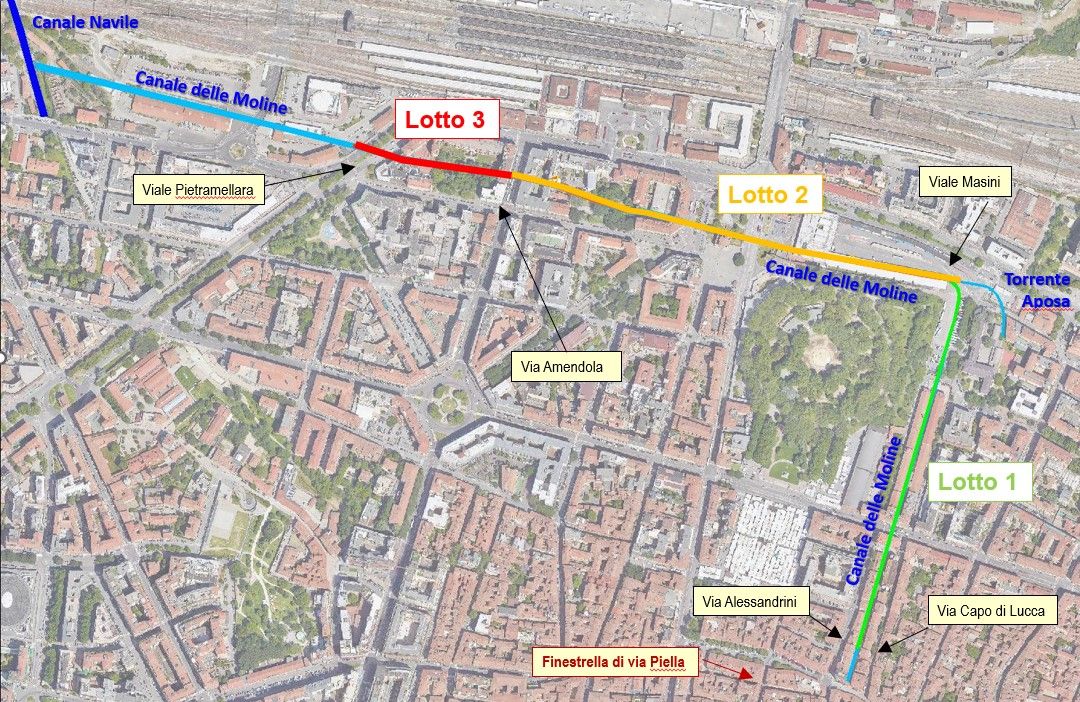 planimetria dei lavori di risanamento del canale delle moline